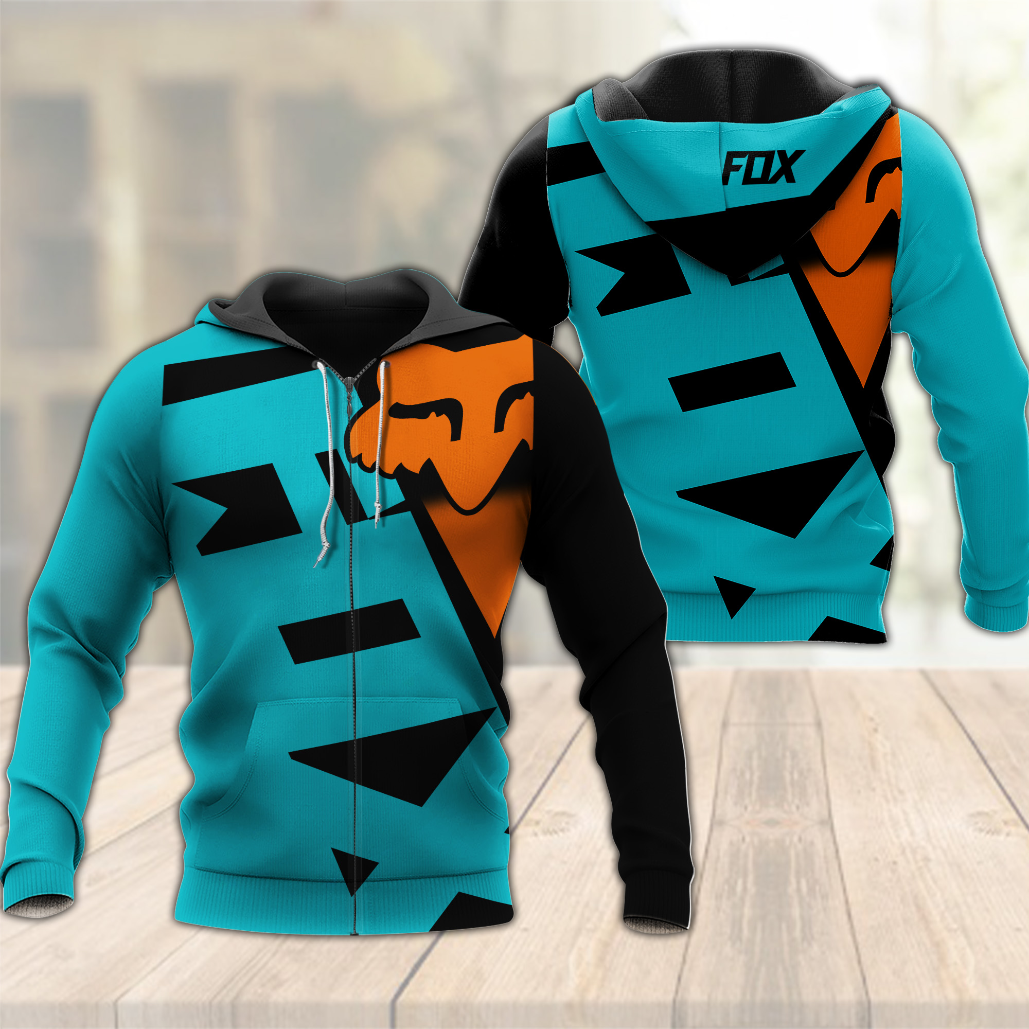 Fox Racing Blue Orange 3D All Over Print Hoodie & Zip Hoodie